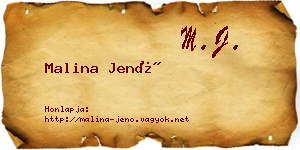 Malina Jenő névjegykártya